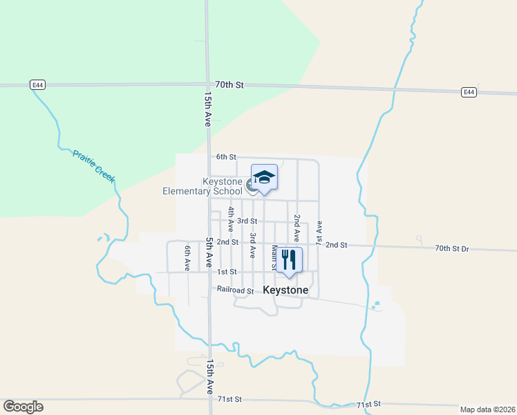 map of restaurants, bars, coffee shops, grocery stores, and more near 250-298 3rd Street in Keystone