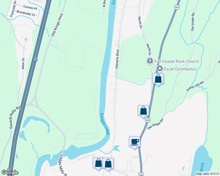 map of restaurants, bars, coffee shops, grocery stores, and more near 422 Glenerie Boulevard in Saugerties