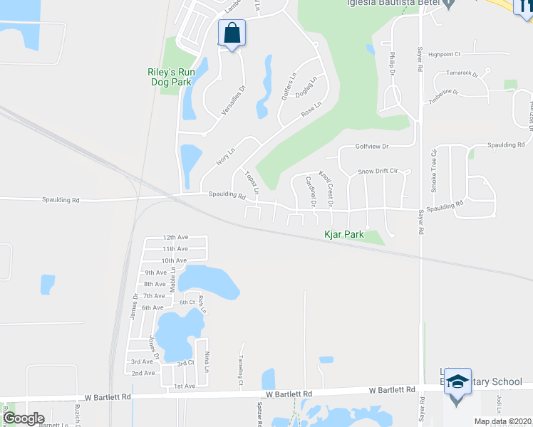 map of restaurants, bars, coffee shops, grocery stores, and more near 1660 Scarlet Court in Bartlett