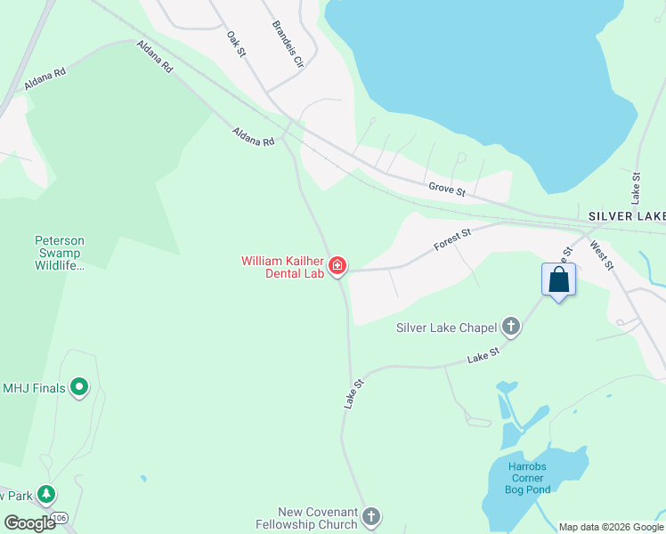 map of restaurants, bars, coffee shops, grocery stores, and more near 37 Oak Street in Plympton