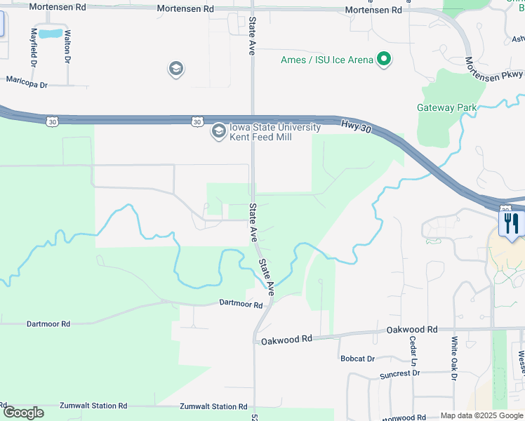 map of restaurants, bars, coffee shops, grocery stores, and more near 2126 State Avenue in Ames
