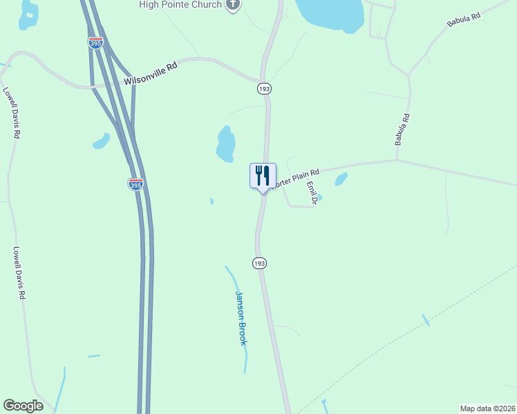 map of restaurants, bars, coffee shops, grocery stores, and more near 1088 Thompson Road in Thompson