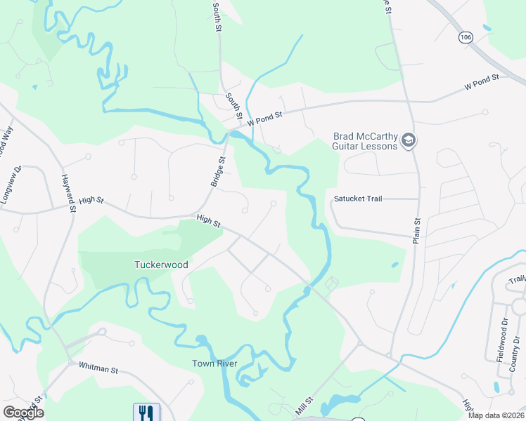 map of restaurants, bars, coffee shops, grocery stores, and more near 30 Fieldcrest Drive in Bridgewater