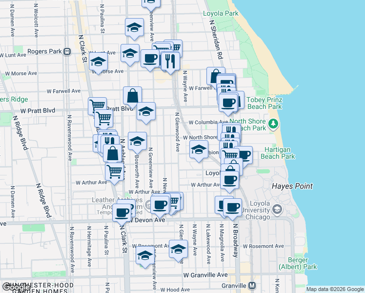 map of restaurants, bars, coffee shops, grocery stores, and more near in Chicago