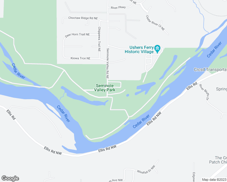 map of restaurants, bars, coffee shops, grocery stores, and more near 1400-1746 Seminole Valley Road Northeast in Cedar Rapids