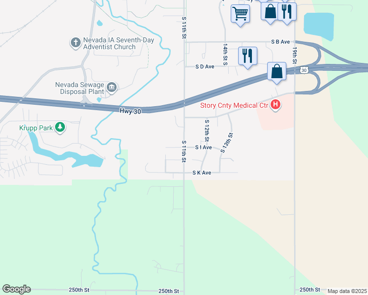 map of restaurants, bars, coffee shops, grocery stores, and more near 1011 South I Avenue in Nevada