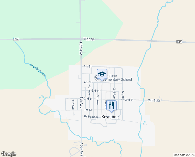 map of restaurants, bars, coffee shops, grocery stores, and more near 280 4th Street in Keystone