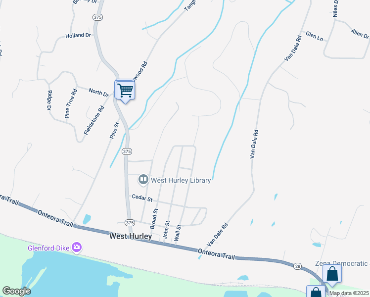 map of restaurants, bars, coffee shops, grocery stores, and more near 98 John St in West Hurley