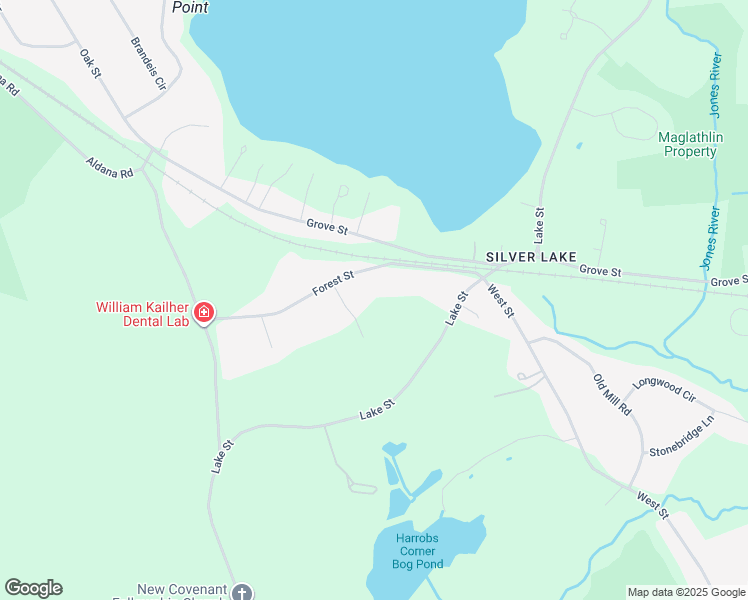 map of restaurants, bars, coffee shops, grocery stores, and more near 46 Forest Street in Plympton