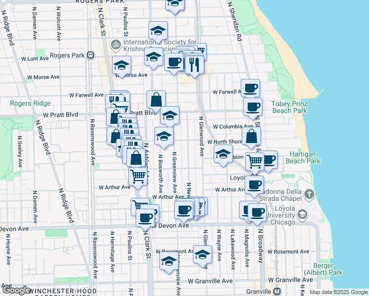 map of restaurants, bars, coffee shops, grocery stores, and more near in Chicago