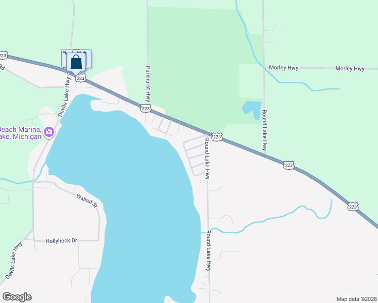 map of restaurants, bars, coffee shops, grocery stores, and more near 5390 Parkwood Drive in Manitou Beach-Devils Lake