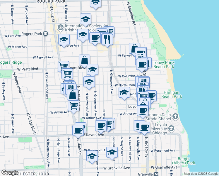 map of restaurants, bars, coffee shops, grocery stores, and more near in Chicago