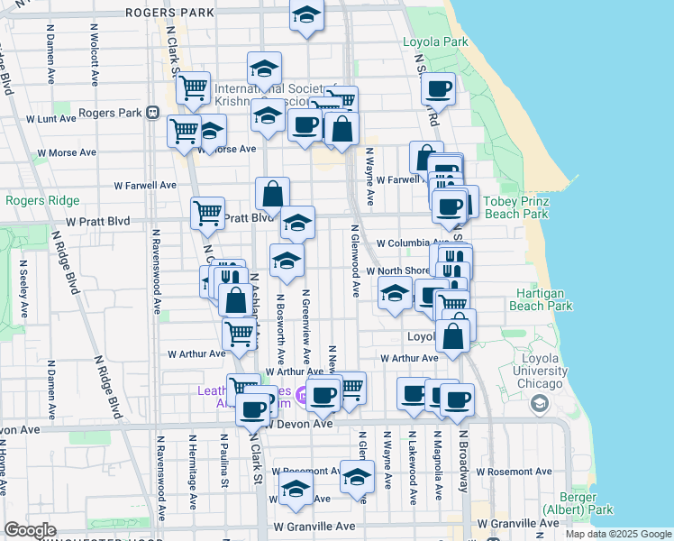 map of restaurants, bars, coffee shops, grocery stores, and more near in Chicago