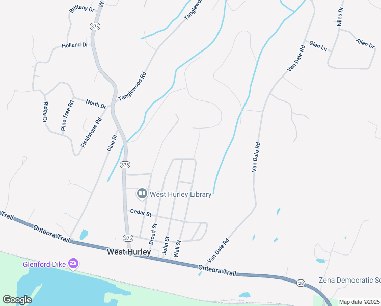 map of restaurants, bars, coffee shops, grocery stores, and more near 98 John Street in West Hurley