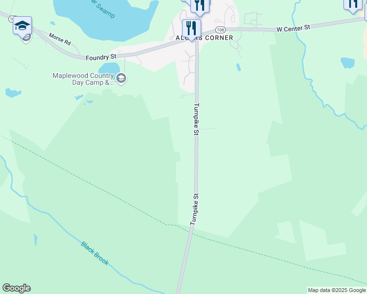 map of restaurants, bars, coffee shops, grocery stores, and more near 585 Turnpike Street in Easton