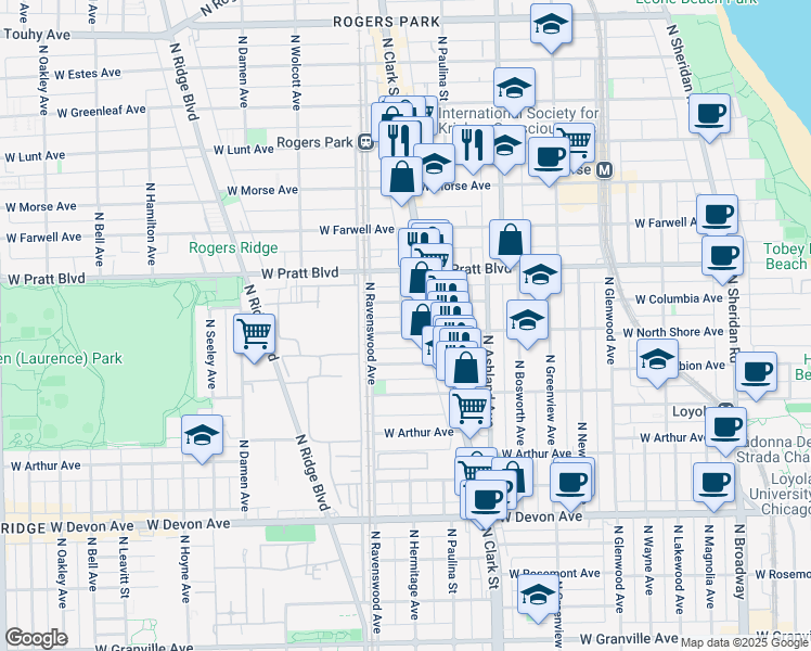 map of restaurants, bars, coffee shops, grocery stores, and more near in Chicago