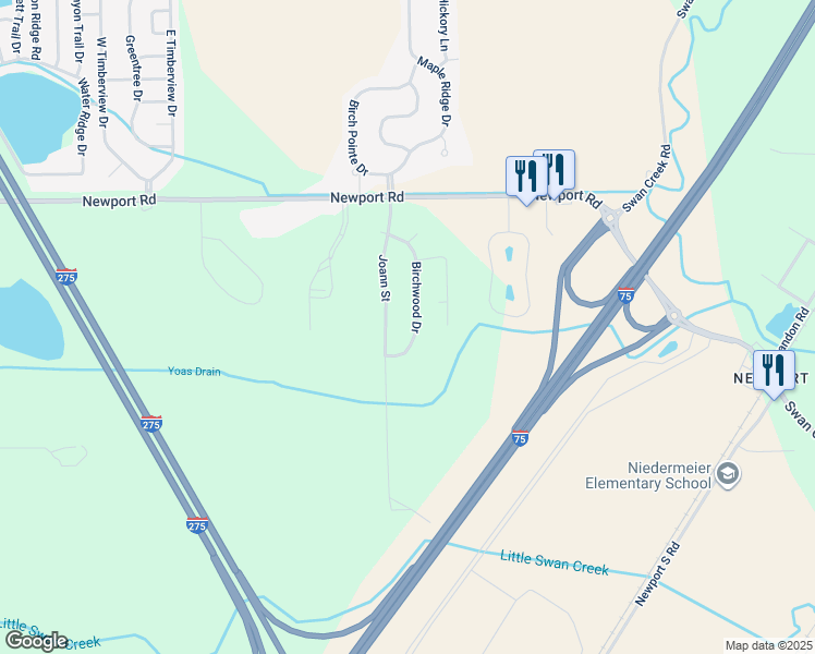 map of restaurants, bars, coffee shops, grocery stores, and more near 8788 Joann Drive in Charter Township of Berlin