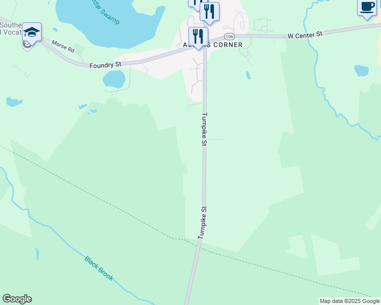 map of restaurants, bars, coffee shops, grocery stores, and more near 585 Turnpike Street in Easton