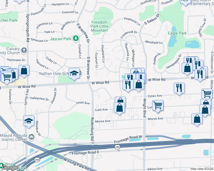 map of restaurants, bars, coffee shops, grocery stores, and more near 1141 Lippitt Court in Schaumburg