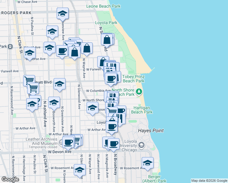 map of restaurants, bars, coffee shops, grocery stores, and more near in Chicago