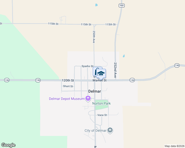 map of restaurants, bars, coffee shops, grocery stores, and more near 200-298 County Highway Y60 in Delmar