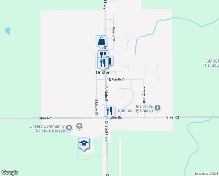 map of restaurants, bars, coffee shops, grocery stores, and more near 217 S Main St in Onsted