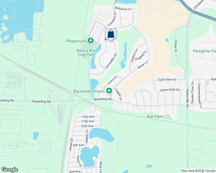 map of restaurants, bars, coffee shops, grocery stores, and more near 545 Ivory Lane in Bartlett