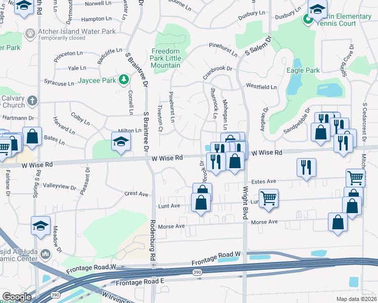 map of restaurants, bars, coffee shops, grocery stores, and more near 1141 Lippitt Court in Schaumburg