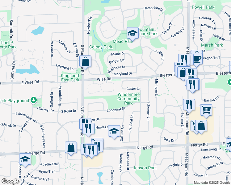 map of restaurants, bars, coffee shops, grocery stores, and more near 944 Surrey Drive in Schaumburg