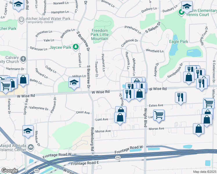 map of restaurants, bars, coffee shops, grocery stores, and more near 1141 Lippitt Court in Schaumburg
