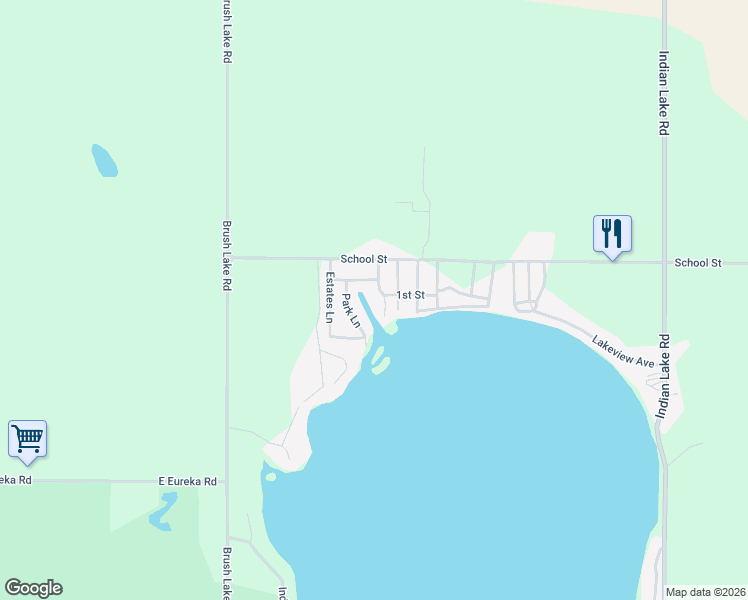 map of restaurants, bars, coffee shops, grocery stores, and more near 54623 Park Lane in Eau Claire