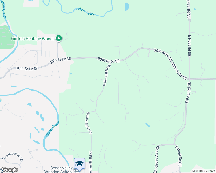 map of restaurants, bars, coffee shops, grocery stores, and more near 2506 White Eagle Trail Southeast in Cedar Rapids
