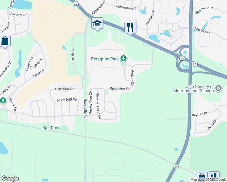 map of restaurants, bars, coffee shops, grocery stores, and more near 1277 River Ash Court in Bartlett