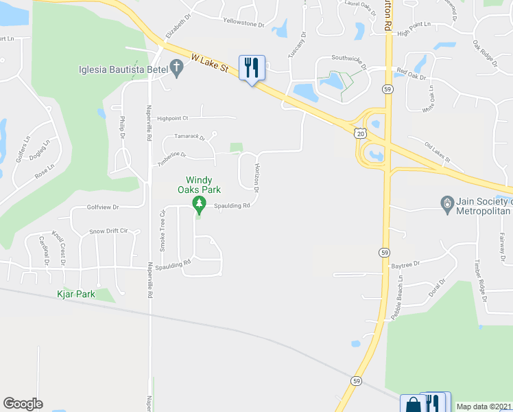 map of restaurants, bars, coffee shops, grocery stores, and more near 461 Horizon Drive in Bartlett