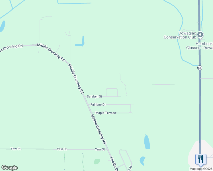 map of restaurants, bars, coffee shops, grocery stores, and more near 28690 Steve Road in Dowagiac