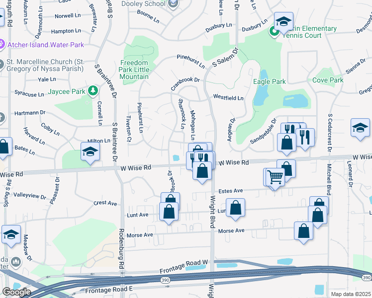 map of restaurants, bars, coffee shops, grocery stores, and more near 978 Glastonbury Lane in Schaumburg