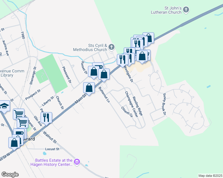 map of restaurants, bars, coffee shops, grocery stores, and more near 932 Burgundy Bend in Girard