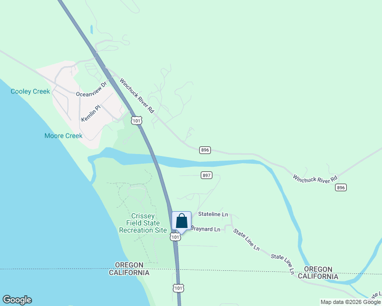 map of restaurants, bars, coffee shops, grocery stores, and more near 99268 Winchuck River Road in Brookings