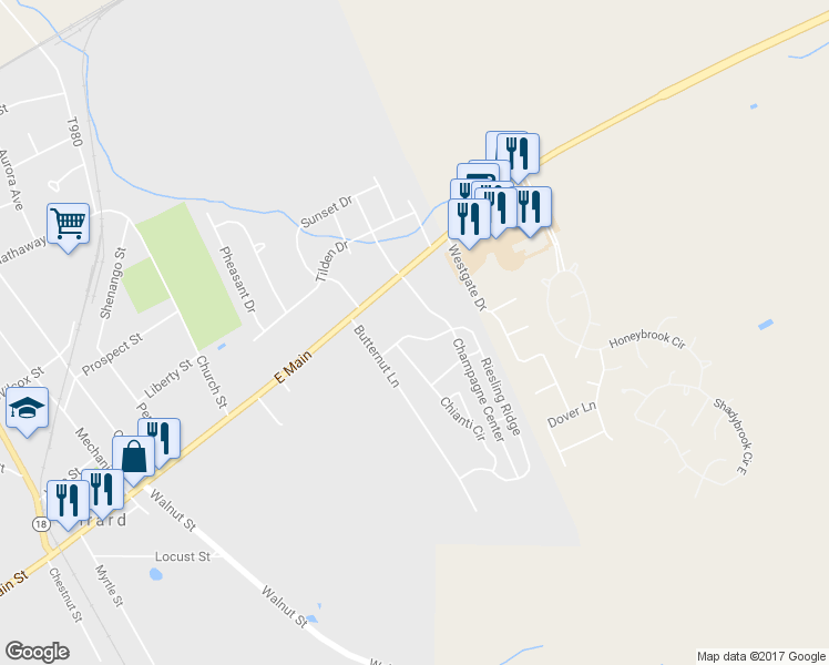 map of restaurants, bars, coffee shops, grocery stores, and more near 932 Burgundy Bend in Girard