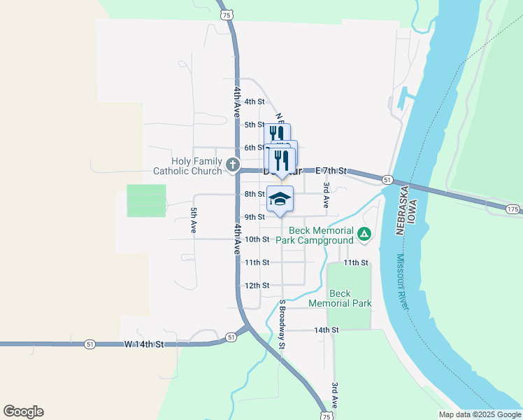 map of restaurants, bars, coffee shops, grocery stores, and more near 823 Broadway in Decatur