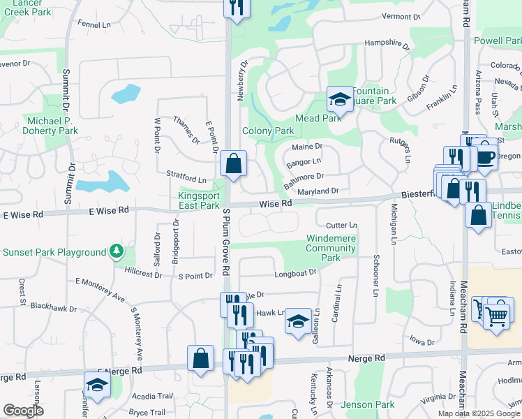 map of restaurants, bars, coffee shops, grocery stores, and more near 826 Knottingham Drive in Schaumburg