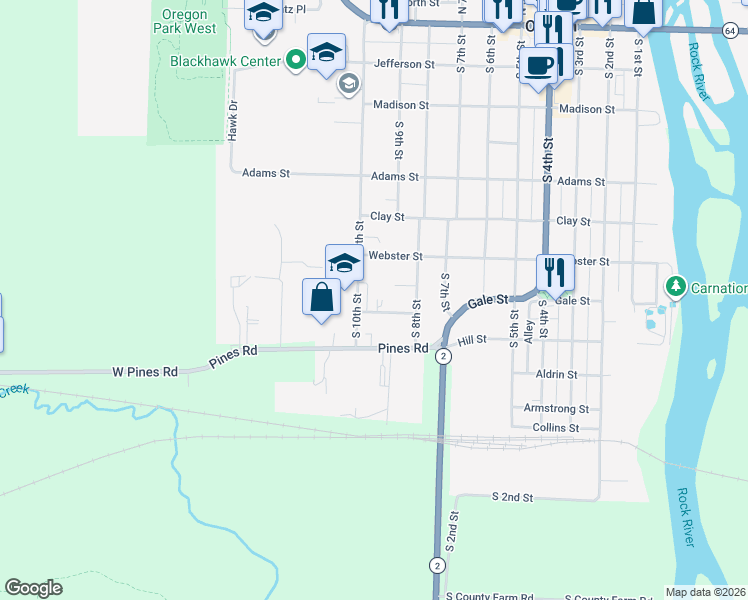 map of restaurants, bars, coffee shops, grocery stores, and more near 811 South 10th Street in Oregon