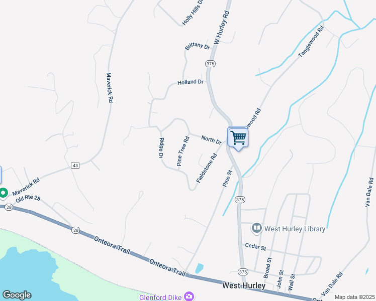 map of restaurants, bars, coffee shops, grocery stores, and more near 29 Ohayo Drive in West Hurley