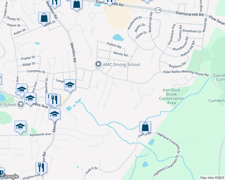 map of restaurants, bars, coffee shops, grocery stores, and more near 84 Annette Avenue in Woonsocket