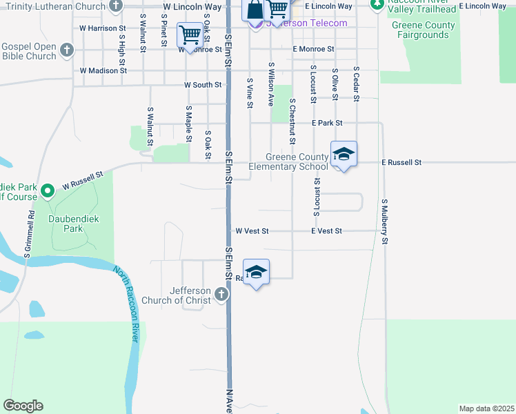 map of restaurants, bars, coffee shops, grocery stores, and more near 108 Harding Road in Jefferson