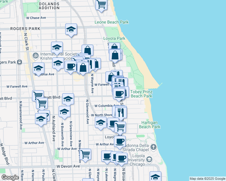 map of restaurants, bars, coffee shops, grocery stores, and more near in Chicago