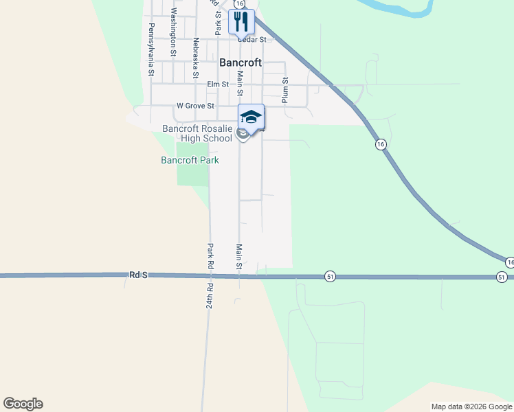 map of restaurants, bars, coffee shops, grocery stores, and more near 108 Logan Street in Bancroft