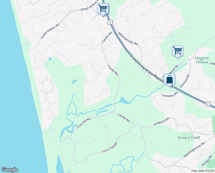 map of restaurants, bars, coffee shops, grocery stores, and more near 2 Jeans Way in Truro