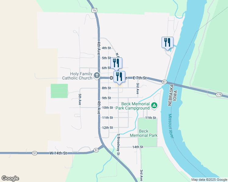 map of restaurants, bars, coffee shops, grocery stores, and more near 823 South Broadway Street in Decatur