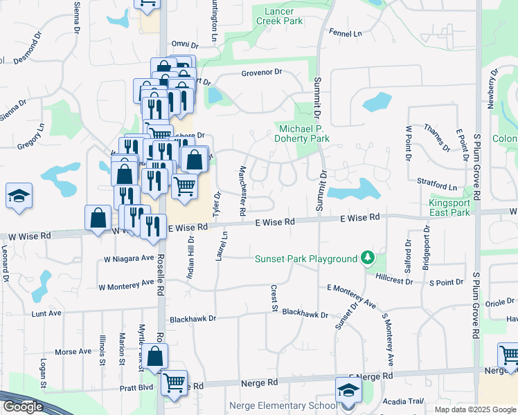 map of restaurants, bars, coffee shops, grocery stores, and more near 236 Nantucket Harbor in Schaumburg